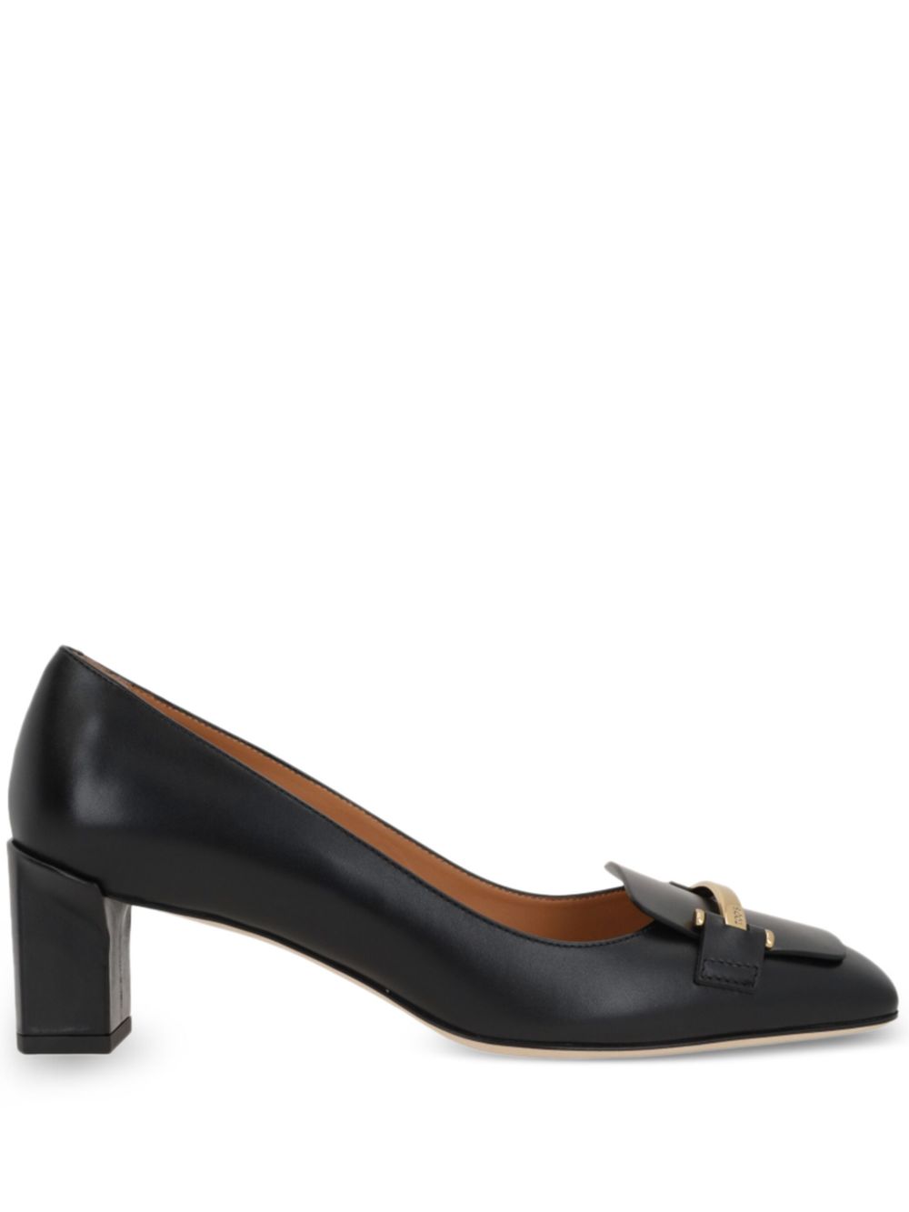 Tod'S Leather Block Heel Pump — Black