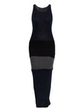 Balenciaga Colorblock Ribbed Maxi Dress — Navy
