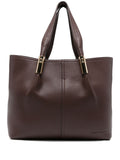 Elisabetta Franchi Pebbled Leather Tote Bag — Brown
