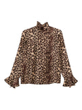 Alberto Biani Leopard-Print Silk Blouse — Brown