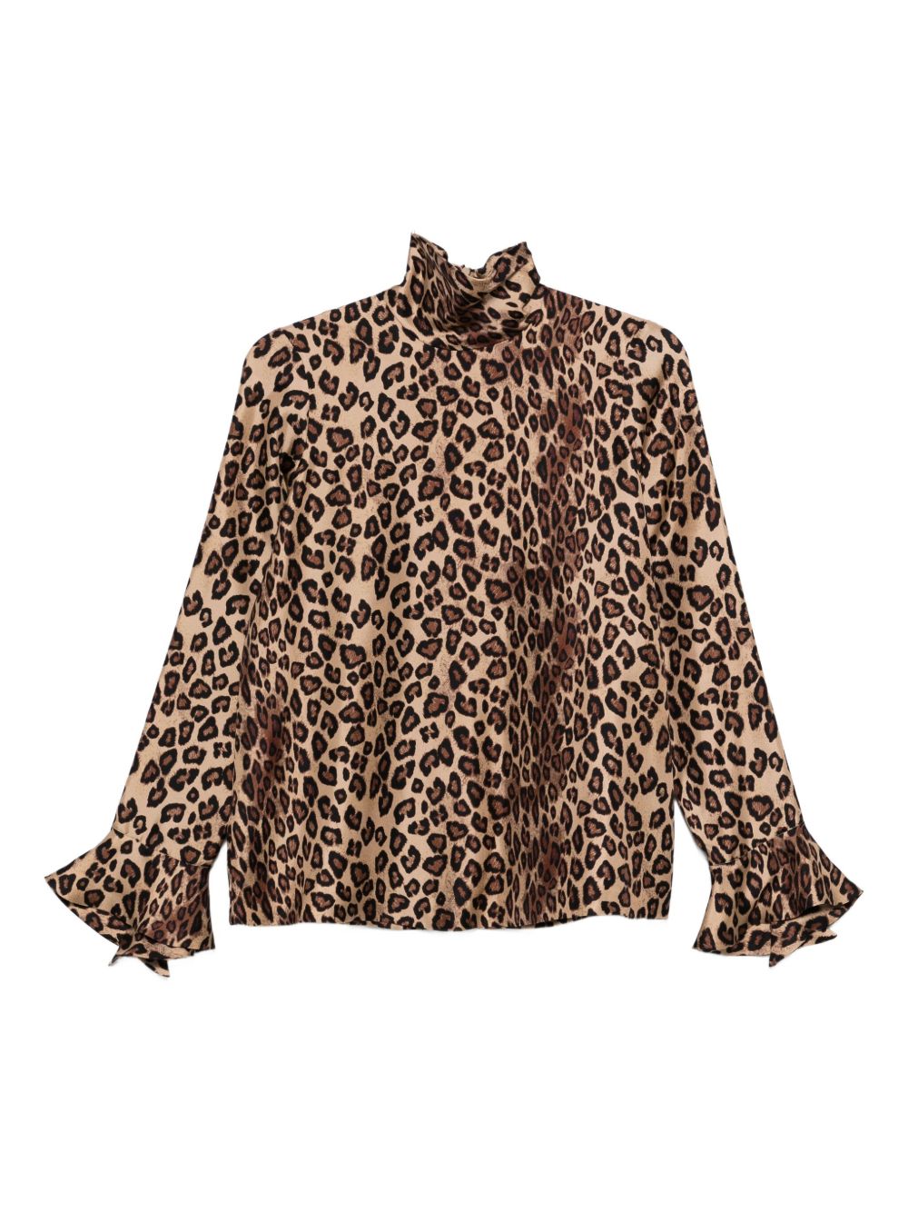Alberto Biani Leopard-Print Silk Blouse — Brown