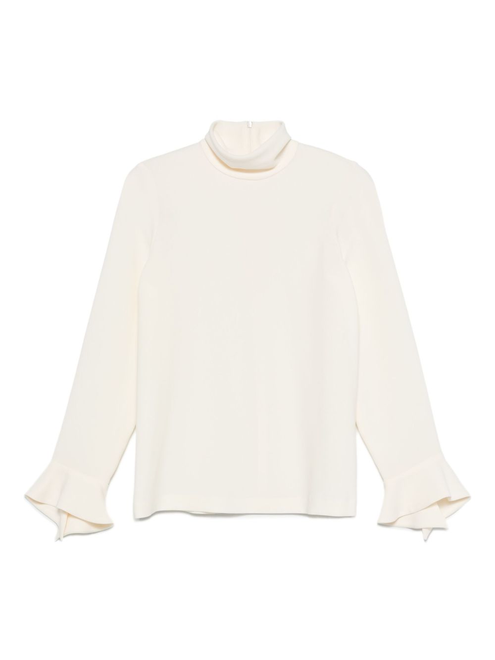 Alberto Biani Bell-Sleeve High-Neck Blouse — Ivory