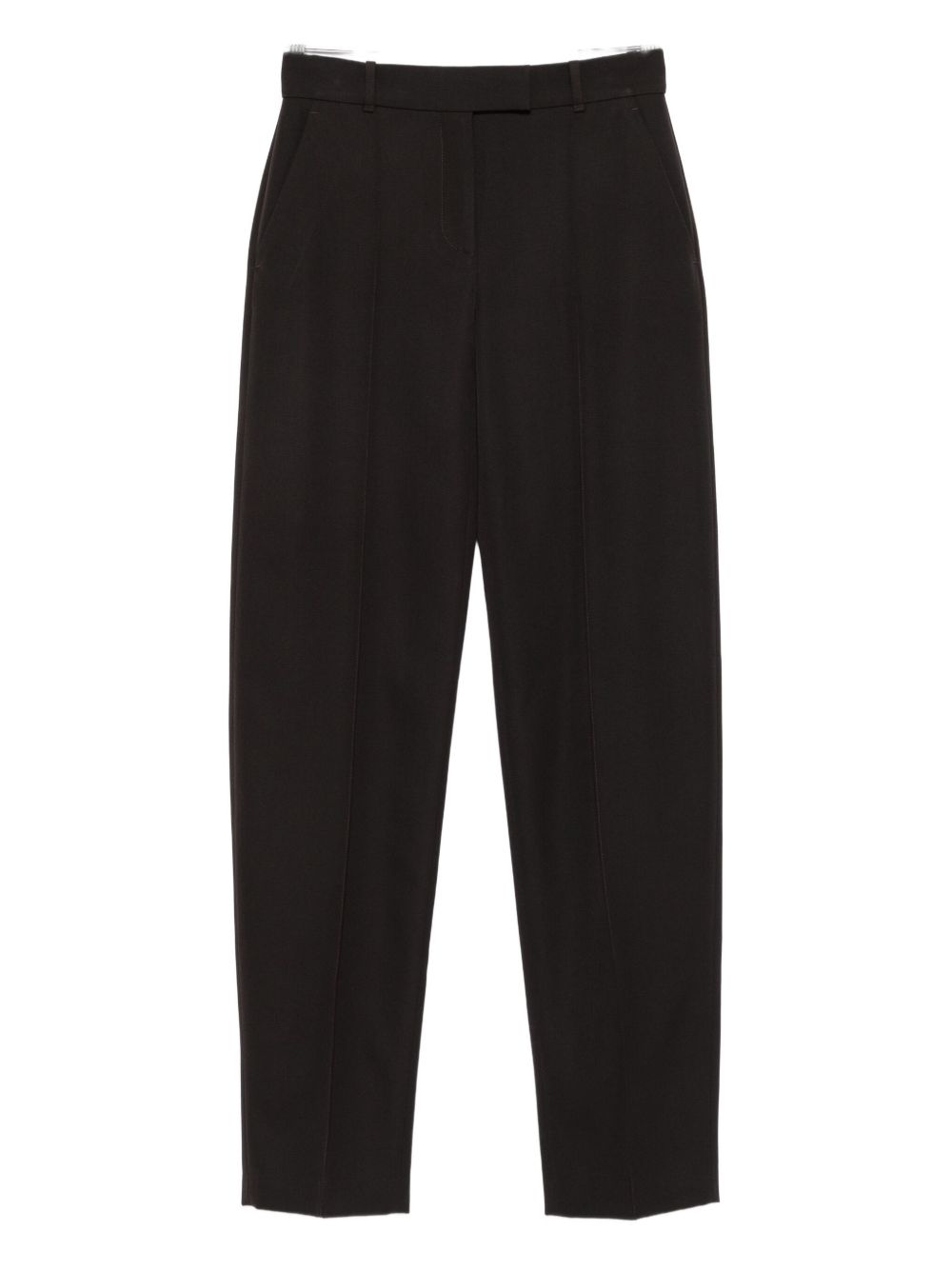 Alexander McQueen Pressed-Crease Wool Trousers — Black
