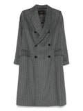 Paltò Pinstripe Wool Double-Breasted Coat — Grey
