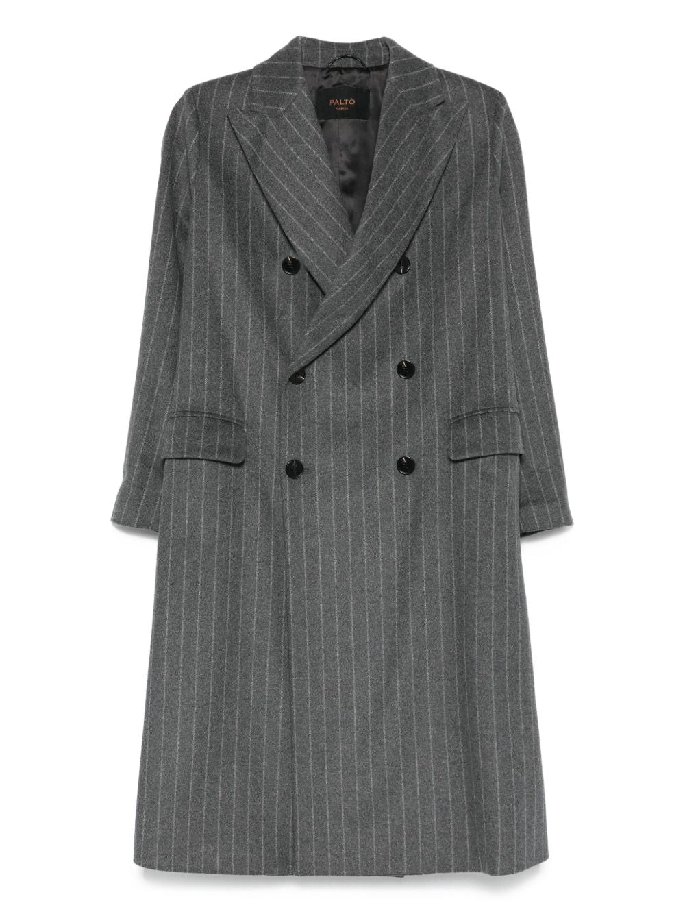 Paltò Pinstripe Wool Double-Breasted Coat — Grey