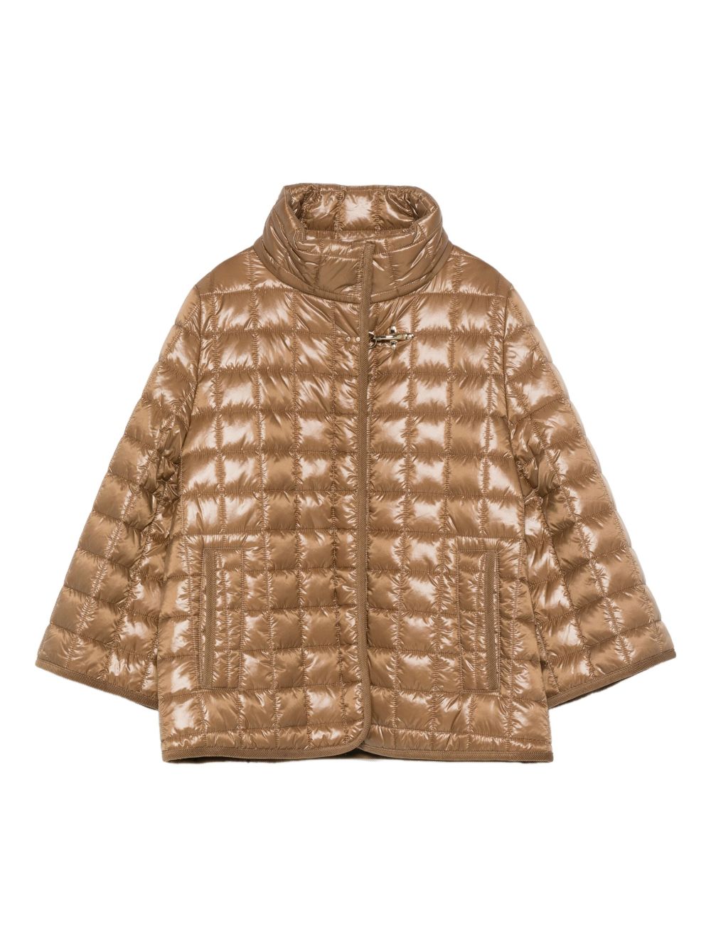 Fay Quilted Nylon Cape — Bronze