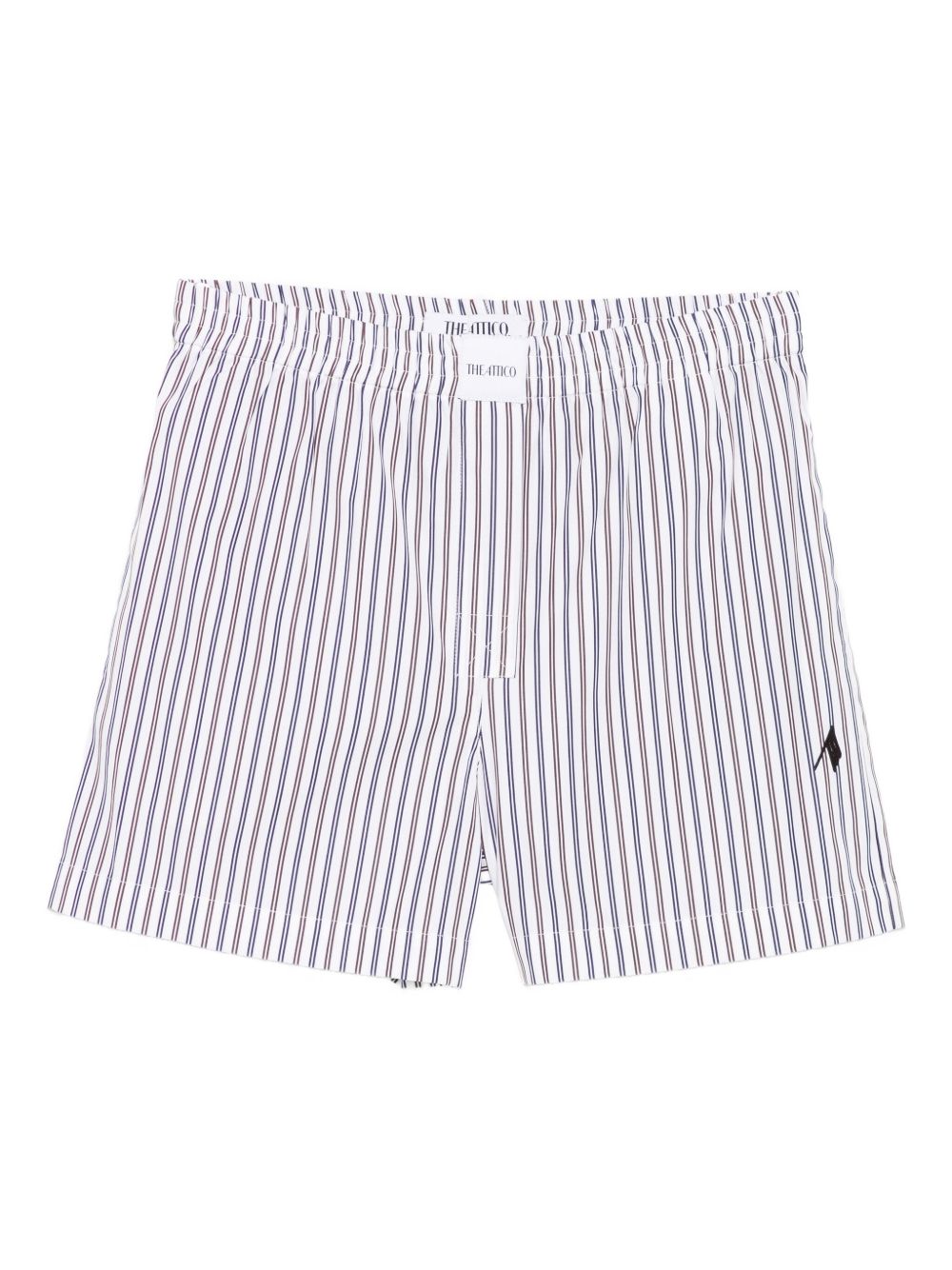 The Attico Striped Cotton Shorts — White