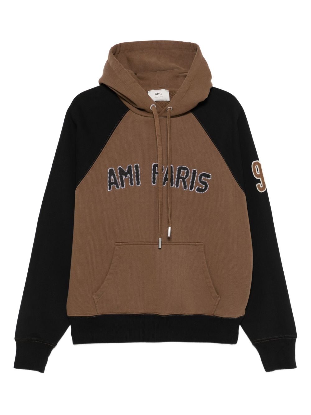 Ami Paris Colorblock Cotton Hoodie — Caramel