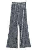 Forte Forte Crushed Velvet Flared Trousers — grey