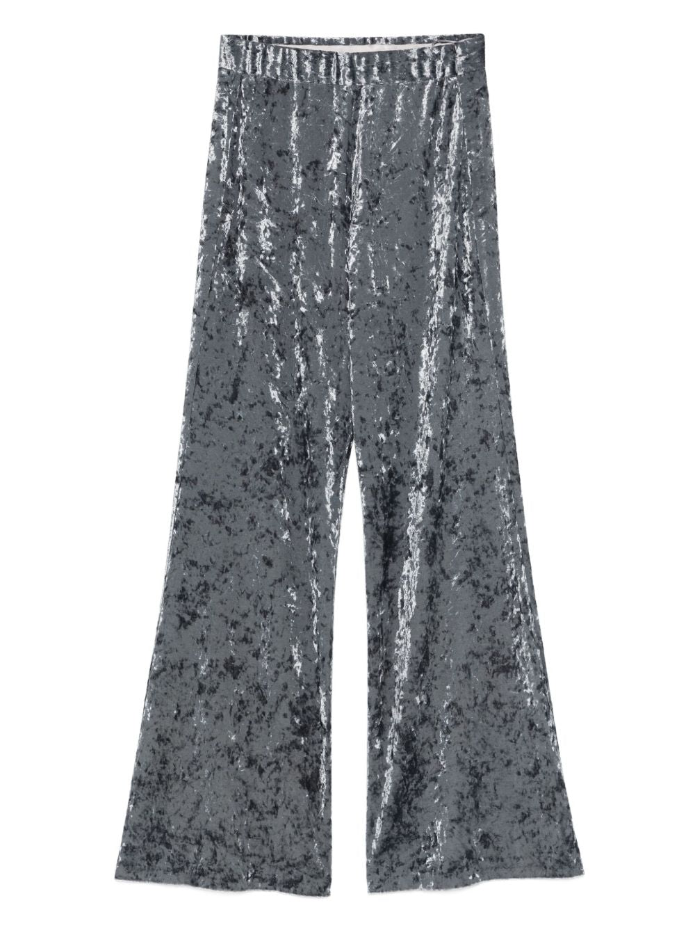 Forte Forte Crushed Velvet Flared Trousers — grey