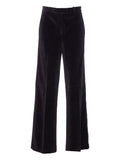 Circolo 1901 Cotton Velvet Wide-Leg Trousers — Black