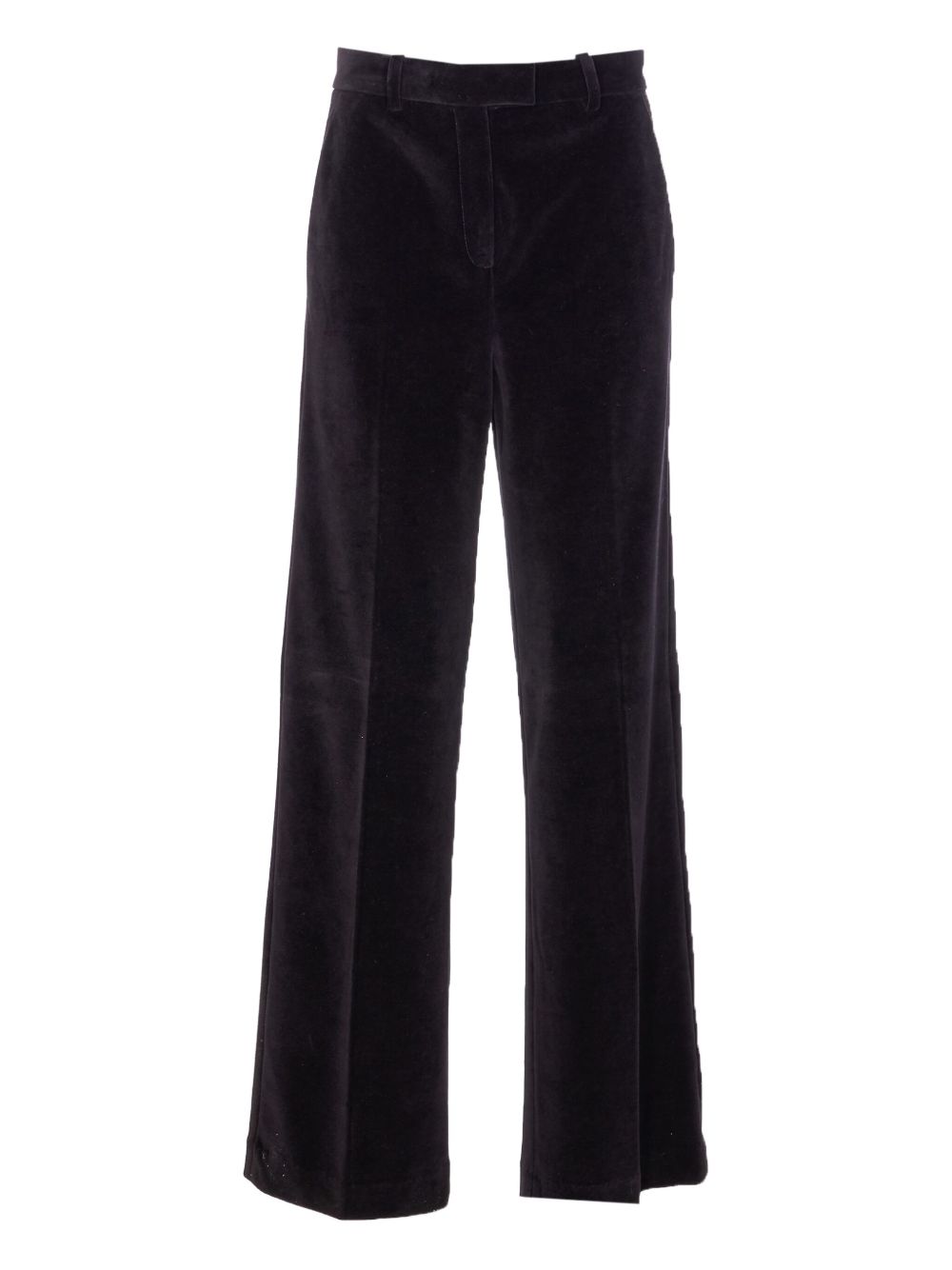 Circolo 1901 Cotton Velvet Wide-Leg Trousers — Black