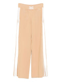 Elisabetta Franchi Tricot with Contrast Side Stripes Trousers — Beige
