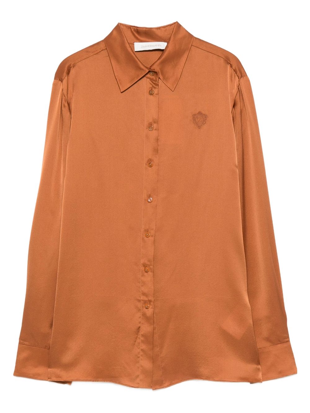 Zimmermann Embroidered Silk Shirt — Orange