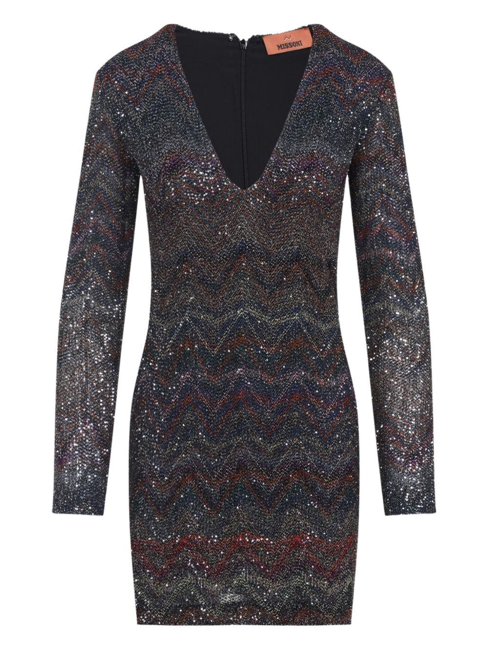 Missoni Sequin-Embellished Zigzag Knit Dress — Black