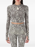 Adidas By Stella McCartney Snake-Print Logo Blouse — grey