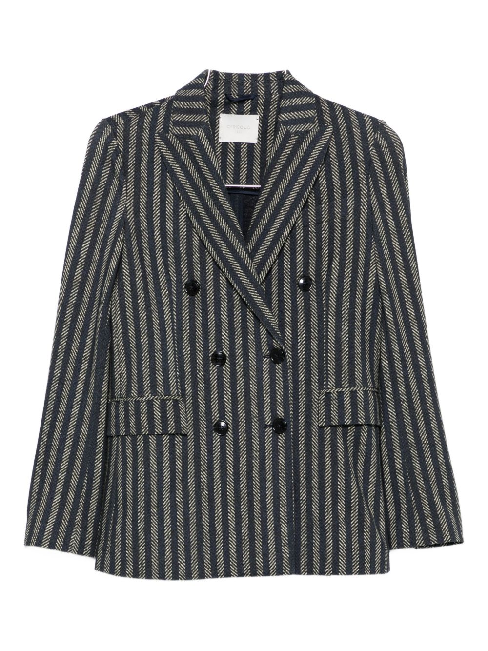 Circolo 1901 Herringbone Striped Cotton Blazer — Grey