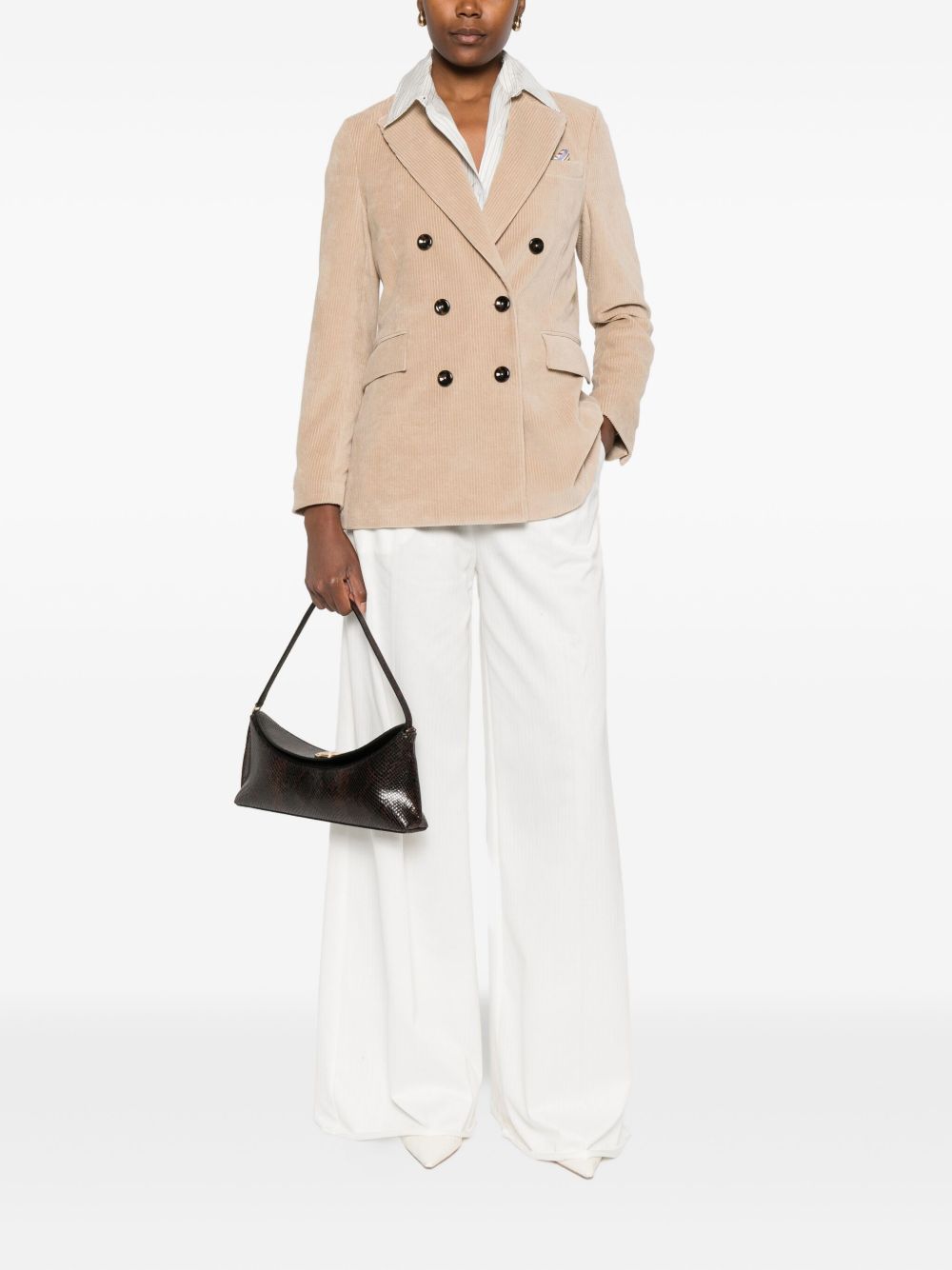 Circolo 1901 Cotton Corduroy Double-Breasted Blazer — Beige