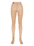 Marine Serre Moonogram Mesh Leggings — Camel