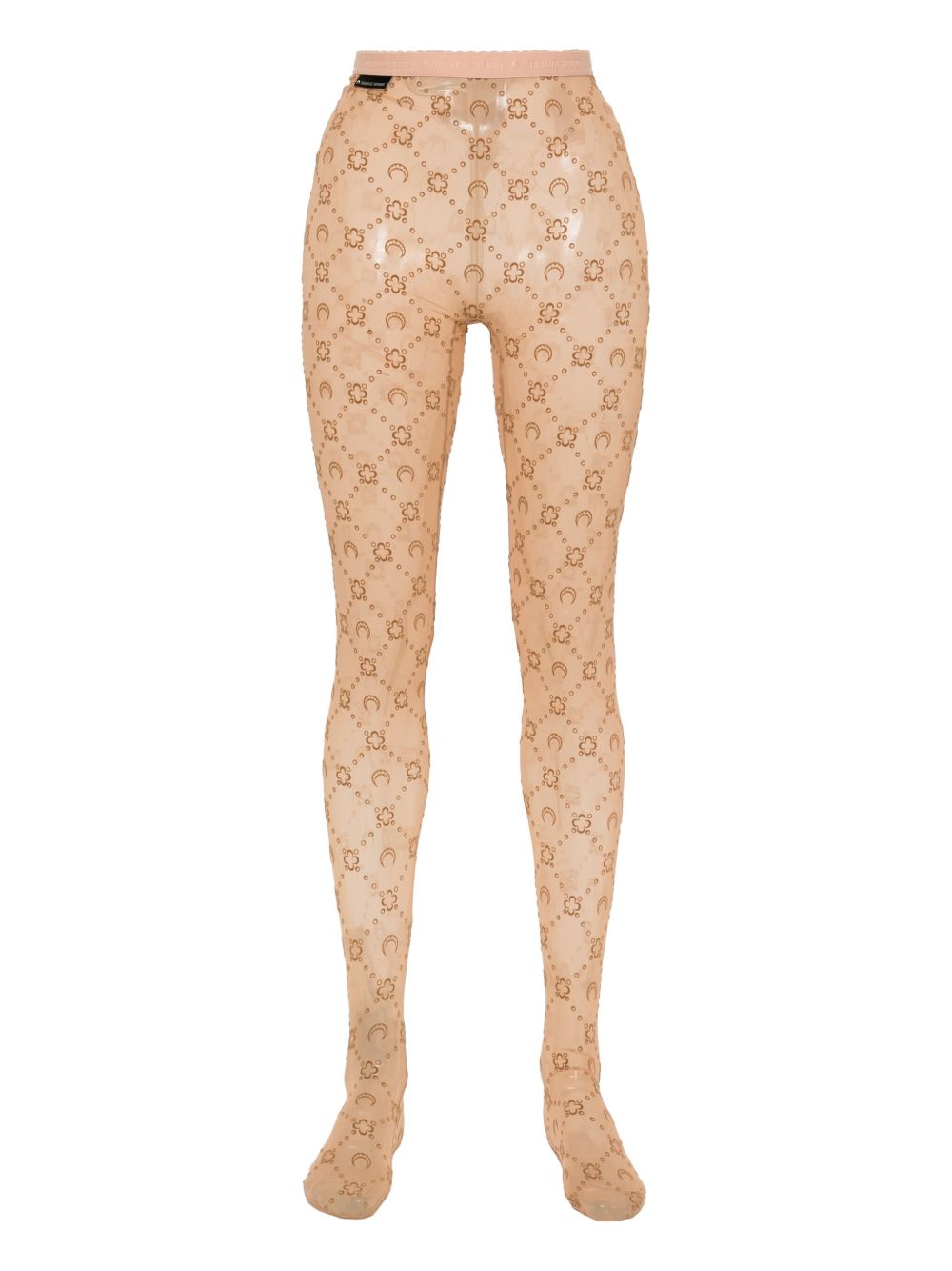 Marine Serre Moonogram Mesh Leggings — Camel