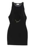 Elisabetta Franchi Chain-Detail Mini Dress — Black