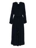 Forte Forte Crepe de Chine Tie-Neck Dress — Navy
