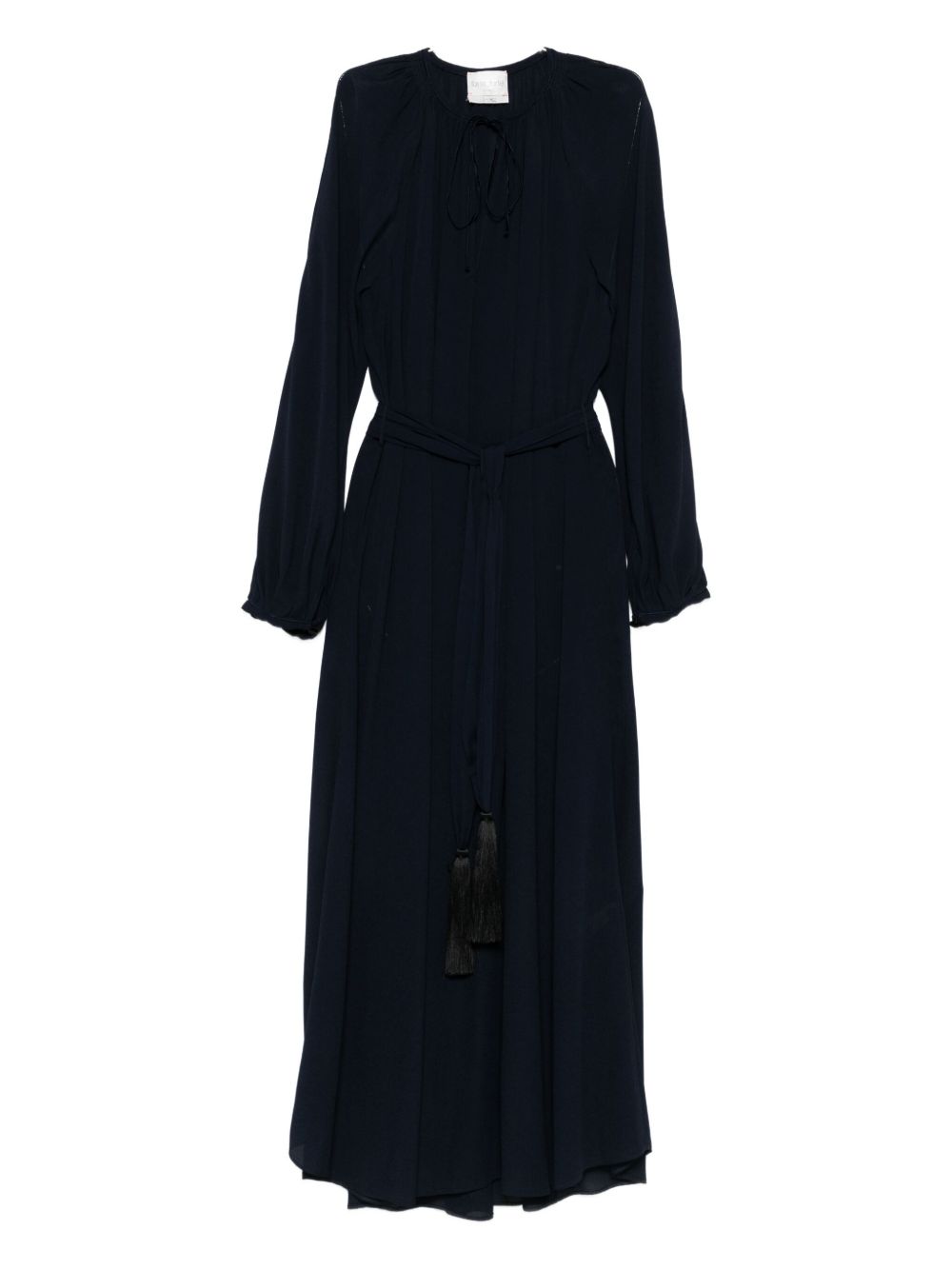 Forte Forte Crepe de Chine Tie-Neck Dress — Navy
