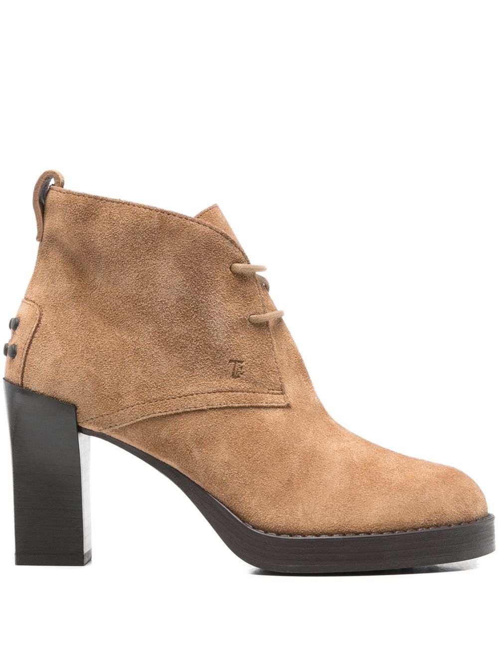 Tod'S Suede Lace-Up Ankle Boot — Camel