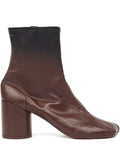 MM6 Maison Margiela Leather Block Heel Ankle Boot — Brown