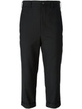 Comme Comme Pinstripe Wool Trousers — Black