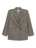 Alberto Biani Pinstripe Double-Breasted Blazer — Brown