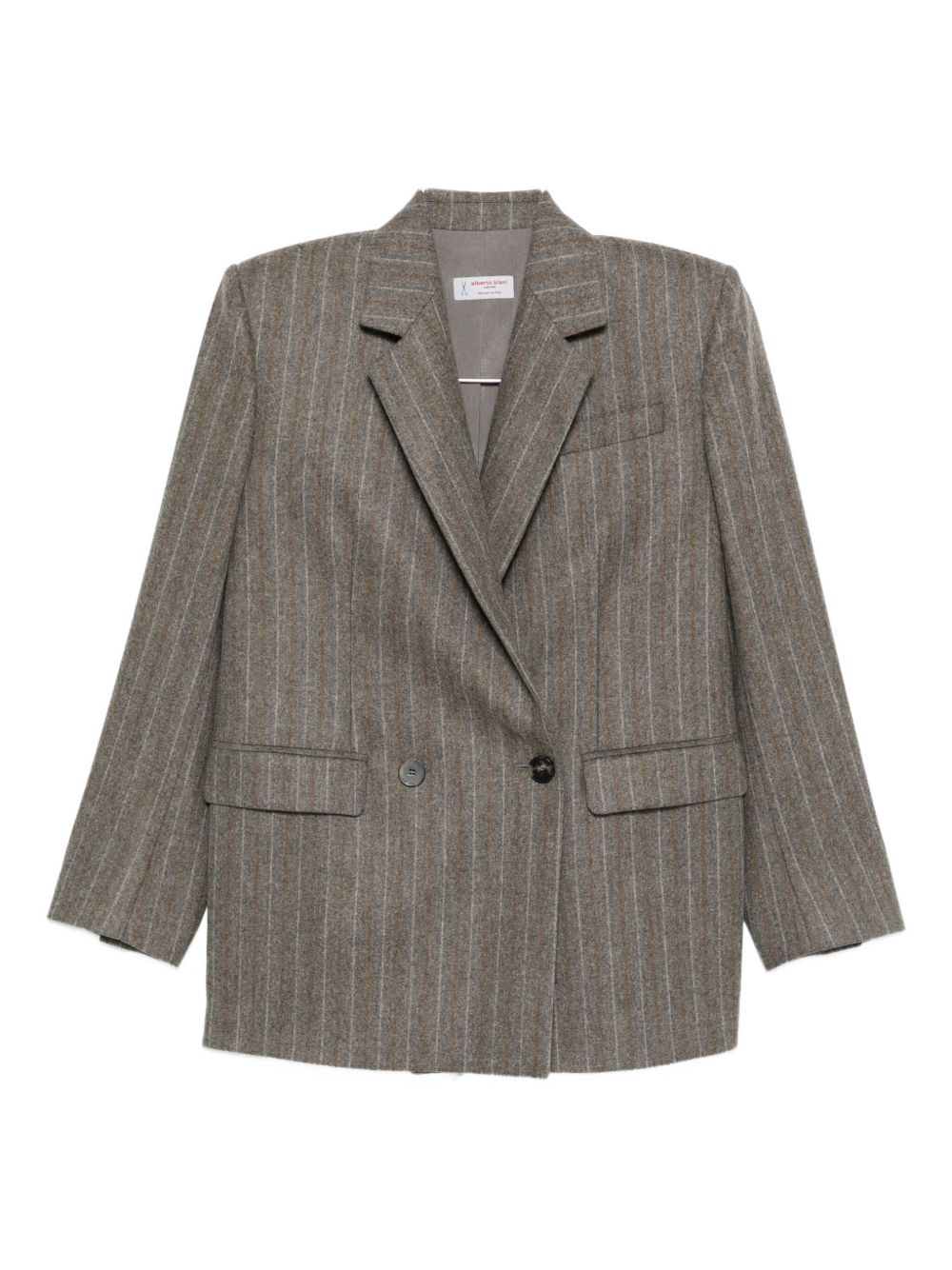 Alberto Biani Pinstripe Double-Breasted Blazer — Brown