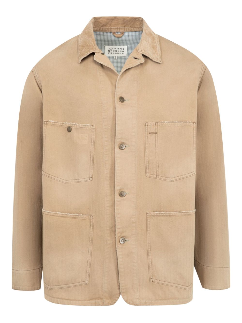 Maison Margiela Herringbone-Weave Cotton Jacket — Beige