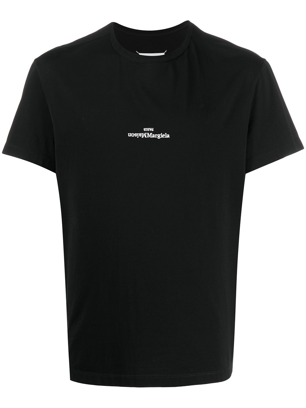 Maison Margiela Distorted-Logo Embroidered T-Shirt — Black