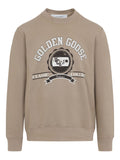 Golden Goose Logo-Print Cotton Sweatshirt — Beige