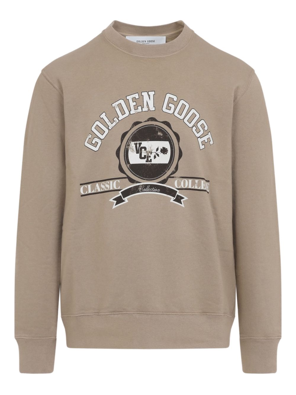Golden Goose Logo-Print Cotton Sweatshirt — Beige
