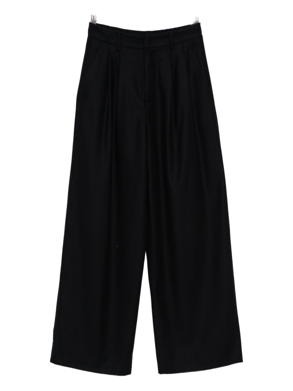 SUSANNE BOMMER Silk Blend Pleated-Front Trousers — Black