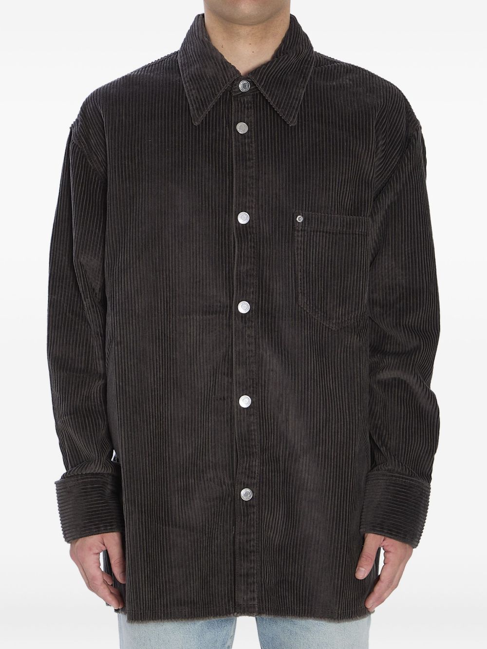 Ami Paris Cotton Corduroy Overshirt — Grey
