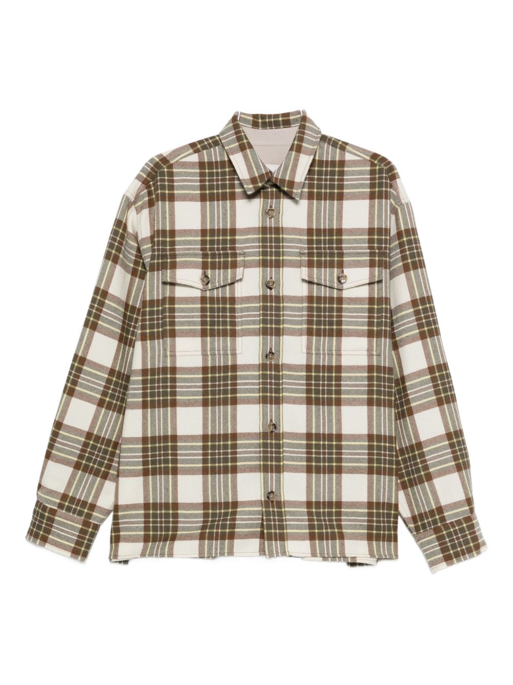 Ami Paris Wool Checked Overshirt — Brown