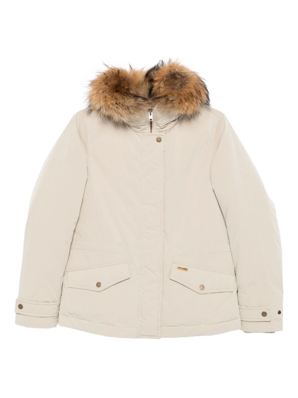 Woolrich Fur-Trimmed Hood Down Jacket — Beige