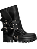 Dolce & Gabbana Buckle-Embellished Leather Ankle Boot — Black