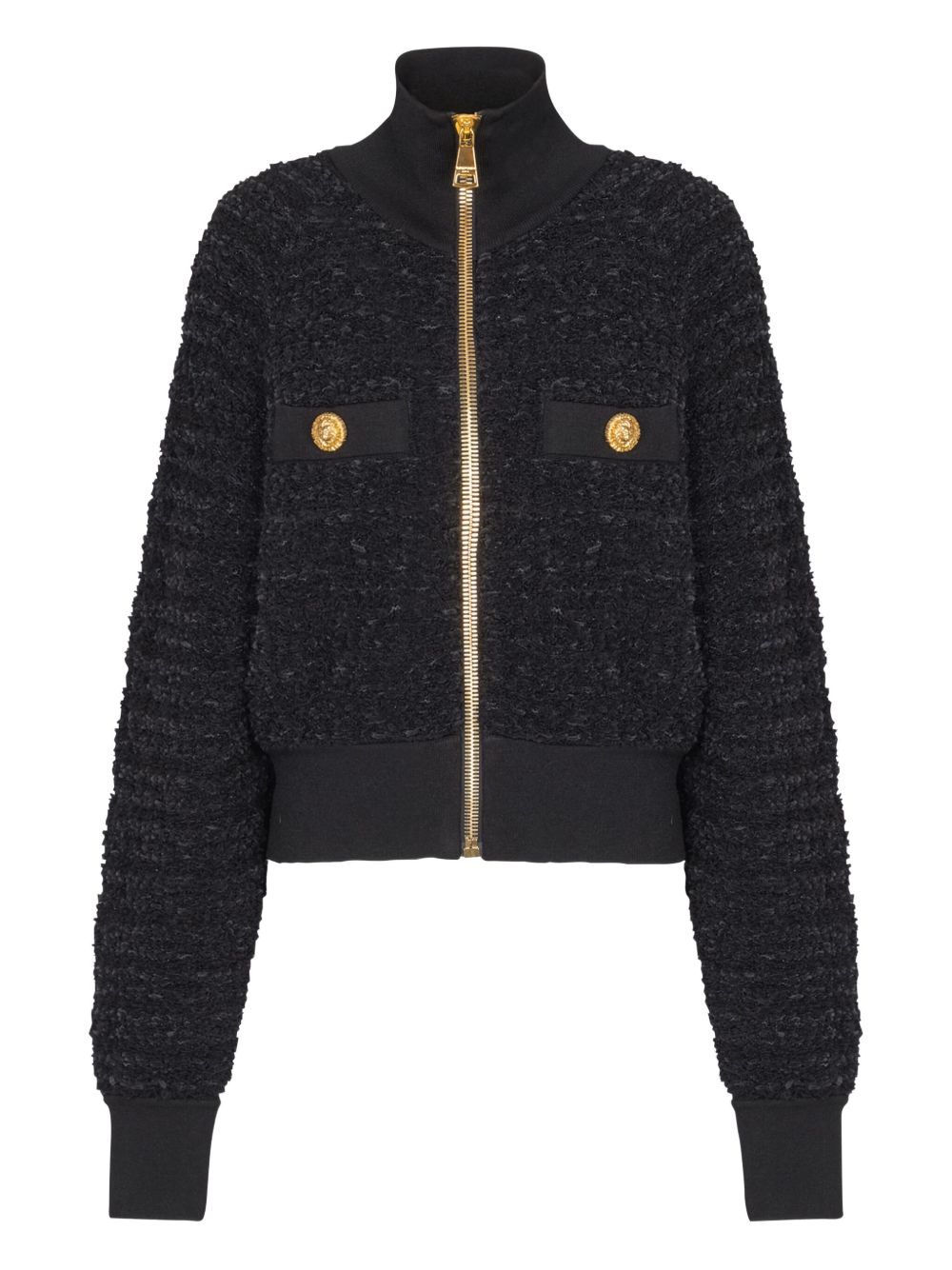 Balmain Tweed Zip Jacket — Black
