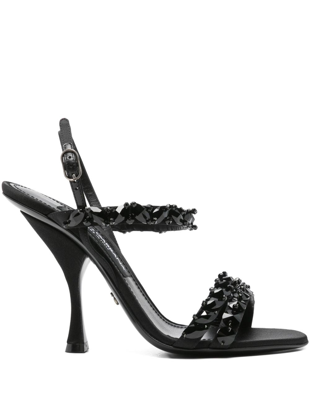 Dolce & Gabbana Embroidered Satin Heel — Black