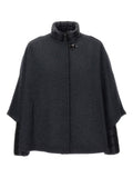 Fay Reversible Wool Cape — Black