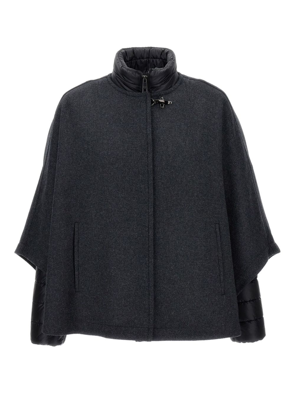 Fay Reversible Wool Cape — Black