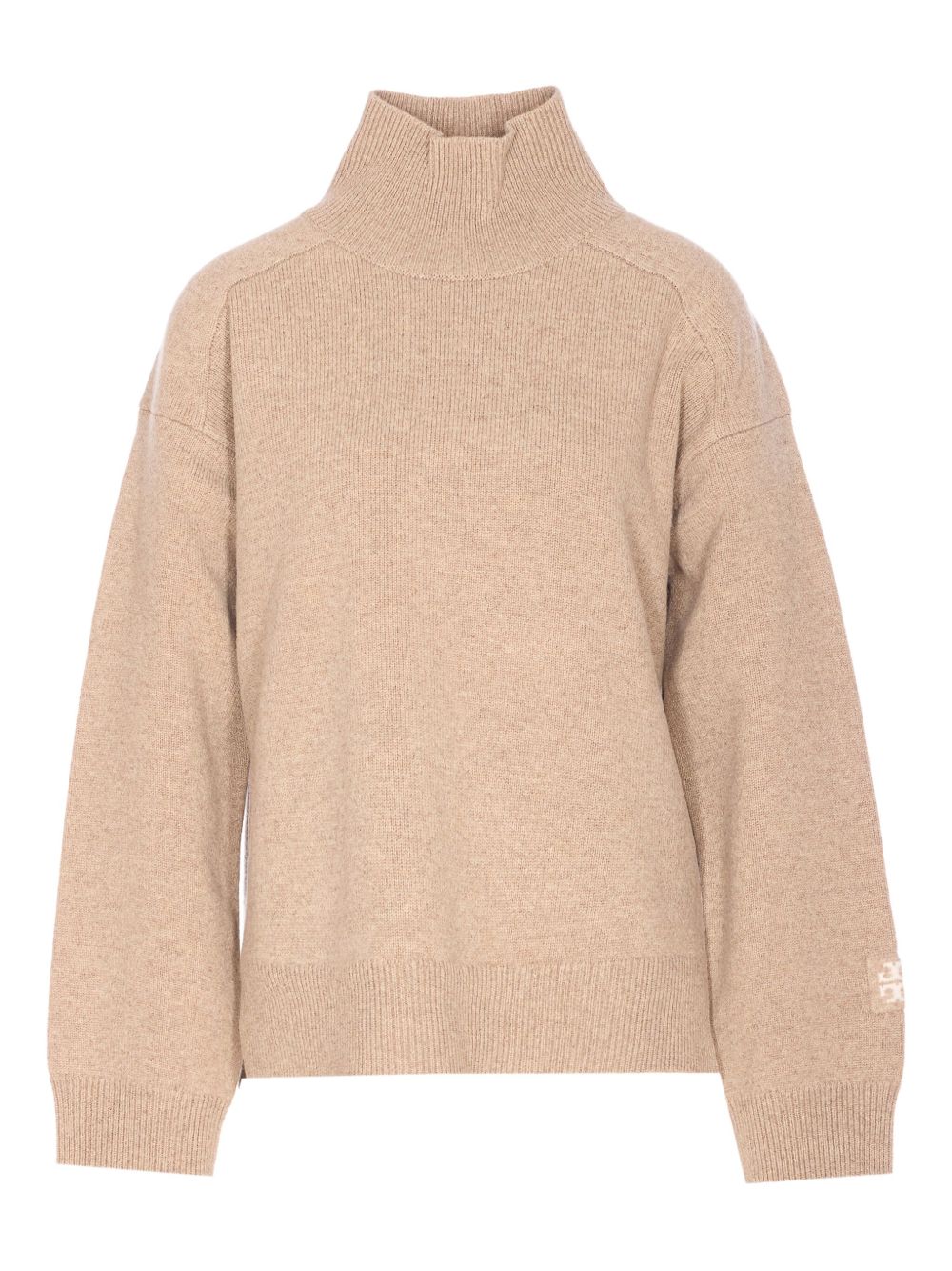 Tory Burch Wool Turtleneck Sweater — Beige