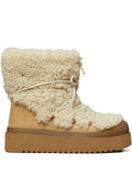 Tory Burch Shearling Platform Boot — Beige