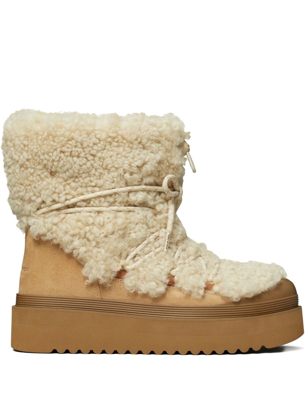 Tory Burch Shearling Platform Boot — Beige