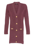 Balmain Ribbed Knit Dress — Mauve