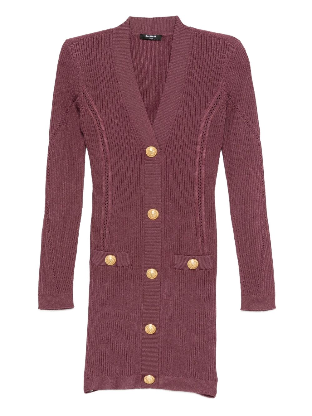 Balmain Ribbed Knit Dress — Mauve